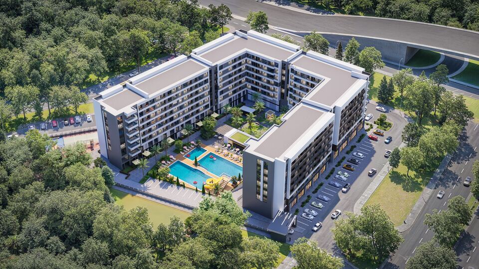 Courtyard and surrounding roads · Architectural rendering