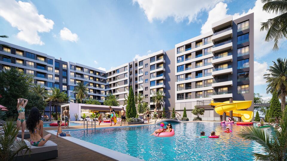 Courtyard pool · Architectural rendering