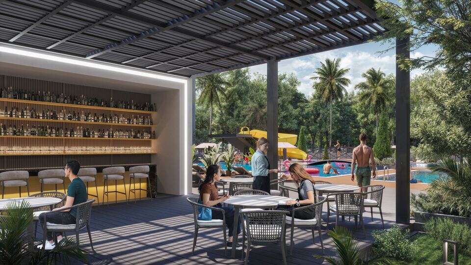Poolside café bar · Architectural rendering