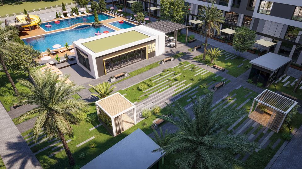 Landscaping and social areas · Architectural rendering